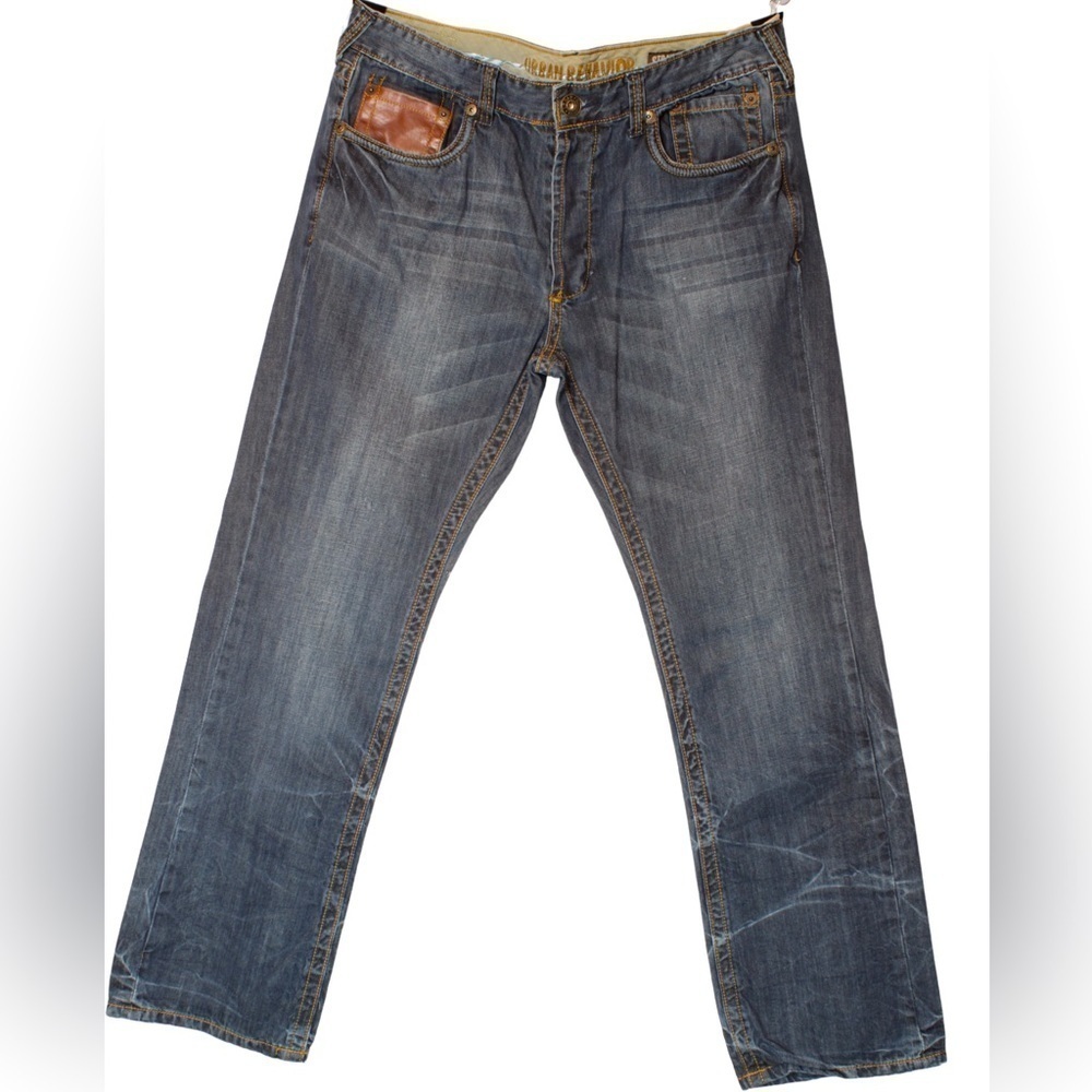 Urban Behavior Men's Medium Washed Straight Button Fly Jeans Size 38 x 34
